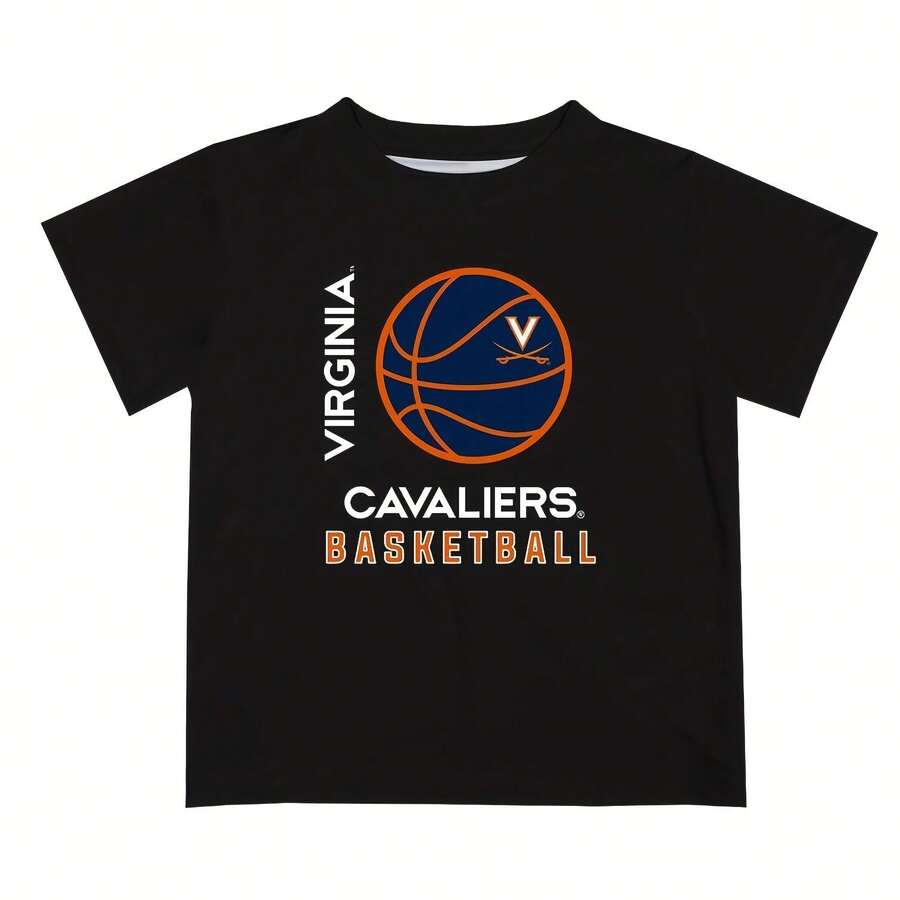 Virginia Cavaliers UVA Basketball Blue Short Sleeve Tee Shirt By Vive La Fete - Black _ Toddler - 4220G Premium Cotton Black T-Shirt – Blending Comfort And Style, Ideal For Streetwear Or Workouts, Versatile For All Seasons, And Makes A Thoughtful Gift For Friends Or Loved Ones - màu đen - Xem 1