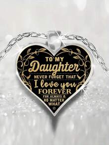 suteyi To My Daughter: Never Forget I Love You Heart Pendant Necklace, Christmas/Birthday Gift - Multicolor - View 8