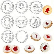 8pcs Christmas Cookie Cutter Set, Mini Stainless Steel Cookie Molds - Christmas Tree, Snowman, Reindeer, Gingerbread Man, Snowflake, Teddy Bear, Shooting Star, Bell, For Baking Jam Cookies, Cupcakes, Candies, Christmas, Birthday Party, Winter Holidays - Silver - View 13