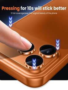 1pc Camera Lens Protector Compatible With Iphone 17 Pro Max/17 Pro, [Military-Grade Shatterproof] [Strong Adhesive] Metal Aluminum Alloy Tempered Glass Camera Screen Protector, Orange Titanium - Orange - View 5