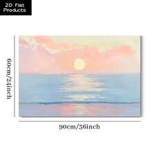 Posters & Prints, 1 Pc Framed 2D Flat Canvas Poster, Sunset Seascape, Soft Colors, Impressionist Style Wall Art, Ideal Gift For Bedroom Living Room Corridor, Wall Art, Wall Decor, Room Decoration, 2D Flat - 藍色 - 查看 10