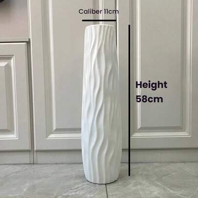 1pc Large Decorative Plastic Floor Vase, Unbreakable Vase Creative Home Decor, 22.63 Inch Tall Floor Vase, Suitable For Floor, Table Decor In Living Room, Modern Home Office, Bedroom, Farmhouse, Wedding Party Holiday, Home Decor, Kitchen Decor, Living Room Tabletop Decor Room Decor Flower Vase Glass Vase
