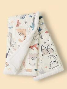 1pc Baby Geometric Print Soft & Comfortable Flannel Blanket, Spring/Summer - Multicolor - View 5