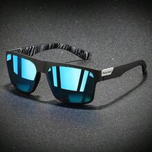 New European & American Square Men's Fashion Outdoor Sports Commuting Driving Fishing Cycling Sunglasses, Solid Color Contrast Retro Unisex All Season