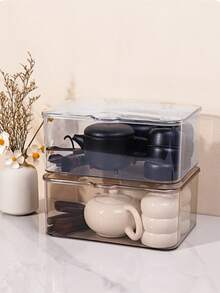 1 szt. Przezroczyste akrylowe pudełko do przechowywania akcesoriów do włosów z klapką, przezroczyste, pyłoszczelne, na spinki do włosów, opaski na głowę, gumki do włosów, spinki do włosów i drobne akcesoria, idealne do toaletki, komody, łazienki i na prezent