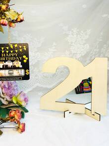 1 Handmade Wooden Digital Greeting Card With Sturdy Base -18 Years Old, 20 Years Old, 30 Years Old, 40 Years Old, 50 Years Old, 60 Years Old Milestone Birthday And Anniversary Message Book - With Blessings