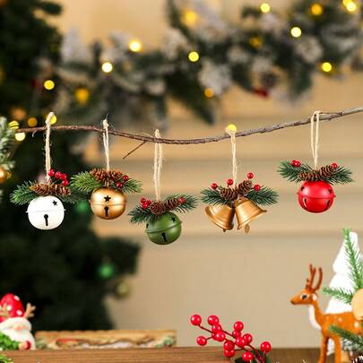 1pc Lovely Round Bell Ornament, Christmas Pine Cone Small Bell Hanging Decor, Christmas Tree Ornament, Christmas Decoration, Christmas Party Accessory Home Decor Christmas Decorations Room Decor Winter Christmas Decorations Home Christmas Gifts Christmas Decor