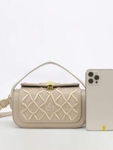 Geantă de mână trapezoidală pentru femei, design minimalist elegant, mâner versatil de umăr/superior, capacitate mare