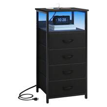 Tomnk 4 Drawers Night Stands With Charging Station, White Beside Table With U-S-B Ports And Outlets, 4 Fabric Storage Drawers With PU Finish, Small Dresser Bed Side Table, Dorm Room Essentials College, Bedroom Furniture - 美規B型插(110-127V) - 查看 13