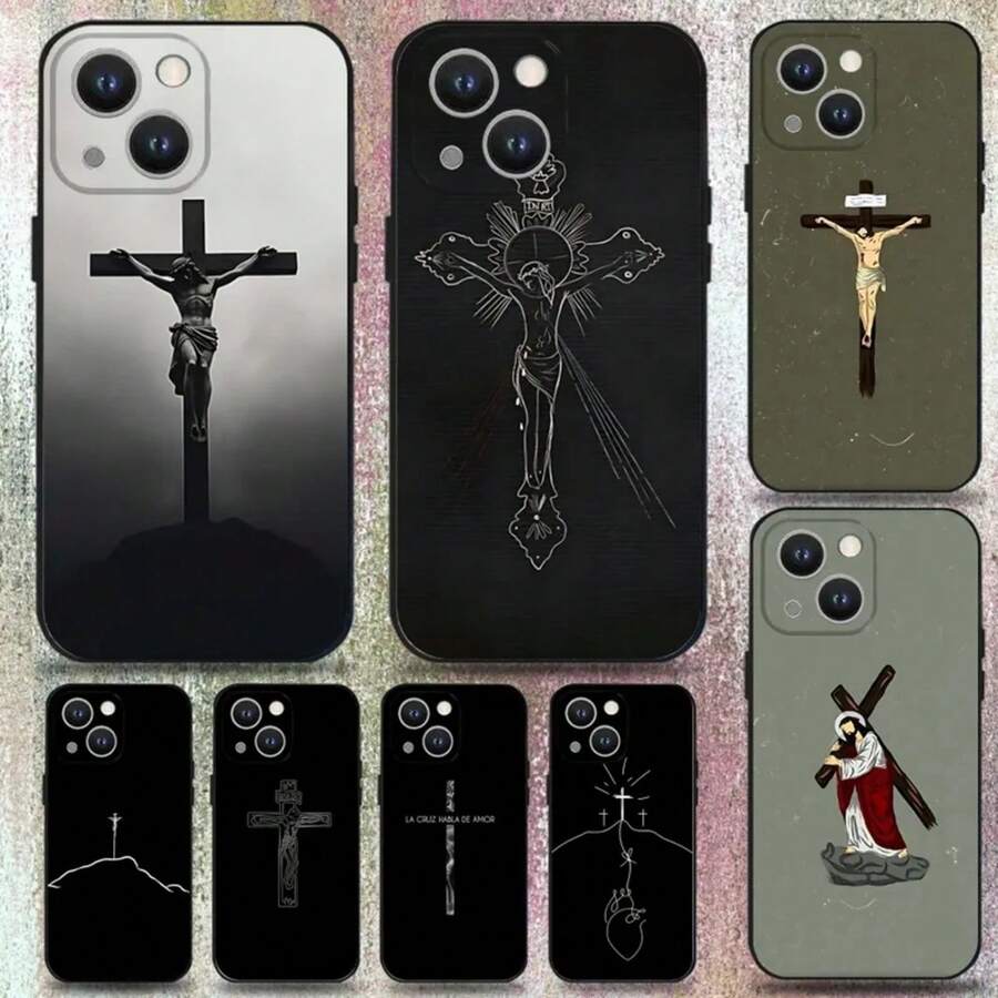 Funda de teléfono cristiana de Jesucristo para iPhone 16, 15, 14, 13, 12, 11 Plus, Pro Max, XS, X, XR, SE, Mini, 8, 7, de silicona suave negra - Z7 - Ver 1