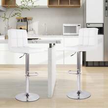 Nalupatio Lot de 2 tabourets de bar modernes avec repose-pieds – réglables en hauteur, adaptés aux îlots de cuisine et aux comptoirs de ba - Blanc - Voir 2