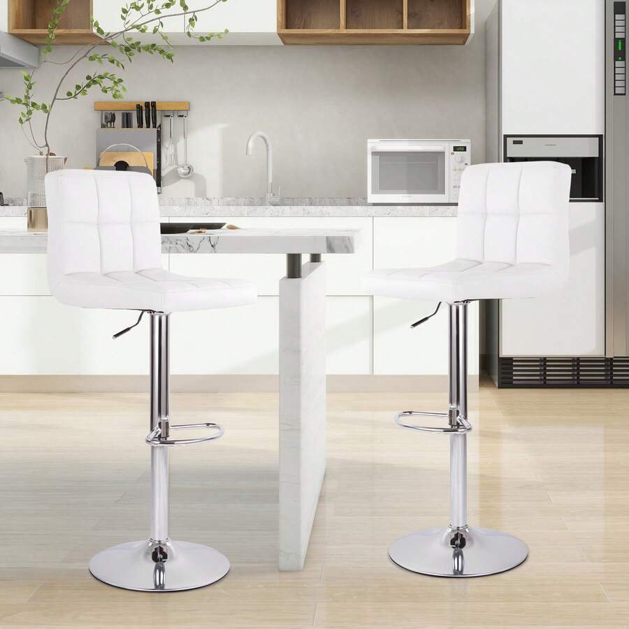 Nalupatio Lot de 2 tabourets de bar modernes avec repose-pieds – réglables en hauteur, adaptés aux îlots de cuisine et aux comptoirs de ba