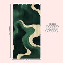 1/4pcs Green Wavy Theme Bathroom Set, Shower Curtain, Bath Mat, U-Shaped Toilet Lid Cover, Waterproof, Fashionable Curtain For Bathroom Decoration, Modern Style, Machine Washable Back To School