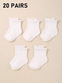 20/10/5/1 Paar Baby Kleinkind Mädchen weiße Rüschen Crew Socken | Säuglings Kleidersocken für Prinzessinnen Outfits | Neugeborenen Grundausstattung | Babyparty Dekoration - Verschiedenfarbig - Übersicht 18