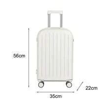 20 Inch Suitcase Hard Shell Scratch-Resistant Surface Cup Holder Hanging Hook And Code Lock Silent Spinner Wheel Luggage Suitcase - White - View 4