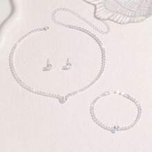 3pcs Heart & Claw Chain Set, Suitable For Daily Wear