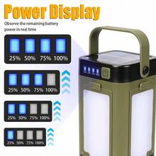 1PC Solar Outdoor Portable Camping Light Solar Charging Foldable Power Bank Intelligent Display Portable Hanging Tent Light, Camping Equipment - Multicolor - View 3
