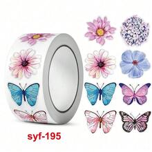 2000 Stickers/4Roll, 1inch Roll Butterfly Flower Shaped Stickers To Mobile Phone, Laptop, Painting Decoration And Decorate Gift Boxes Self-Adhesive Stickers Labels Baking Stickers - 1000張貼紙/2卷 - 查看 1