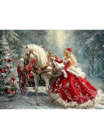 Princess In The Snow Diamond Art Painting Kits Crafts Stickers Fantasy Cartoon Pretty Girl Charming Embroidery Mosaic Cross Stitch Rhinestone 5D DIY Picture Sets Home Room Wall Decor Christmas Handmade Toys Gift