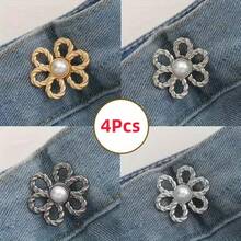 1/2/3/5 件裤腰收紧器，可调节腰带扣套装，用于牛仔裤的额外纽扣，使裤子、牛仔裤、袖子更紧的纽扣调节器（银色）可调节金属纽扣针，适用于牛仔裤和服装，时尚女孩配饰 - 彩色 - 查看 28