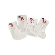 1 pezzo Calza natalizia lavorata a maglia con monogramma, calza natalizia piccola con lettere inglesi, calza natalizia appesa al camino a doppia faccia, per decorazione di feste, regali di Natale e Capodanno, calza natalizia personalizzata con iniziale, decorazioni natalizie per la famiglia, decorazioni per feste di compleanno, decorazioni natalizie per la casa, decorazioni per la stanza