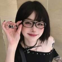 Y2K Lensless Cosplay Glasses, Neutral Water Drop-Shaped Frame, Durable PC Material And Hinge Design Style Decorative Accessories, Suitable For Women With Small Faces - Perfect Choice For Daily Wear And Music Festival Gifts - Rectangle - View 1
