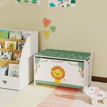 AIYAPLAY Caja de Almacenaje Juguetes, 53L, Baúl Juguetes Infantil, Organizador Juguetes con Tapa Abatible, Pistón de Gas para Niños, Niñas, Libros, Ropa en Guardería, Sala de Juegos, Dormitorio, Verde - Verde - Ver 8