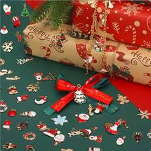 15/10 piezas Accesorios para decoraciones de Navidad DIY, sombreros, guantes, llaveros, adornos de Papá Noel y renos, para manualidades DIY, formas navideñas, scrapbooking y elaboración de joyas (estilos aleatorios)