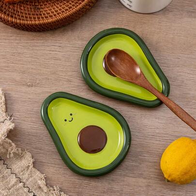 1 pezzo Poggia cucchiaio in ceramica per piano cottura, portacucchiaio verde a forma di avocado carino per il bancone della cucina, poggia utensili da cucina in porcellana per cucchiai, spatole, mestoli e pinze, regalo per Ognissanti, Natale, matrimonio e inaugurazione della casa