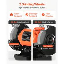 Bench Grinder, 6-Inch Single Speed Bench Grinder, 3450RPM High-Speed Table Grinders With 450W 3.8A Induction Motor, 36/60-Grit Grinding Wheel & Adjustable Eye Shield For Fast Sharpening Grinding - 6-inch 450W 3450 RPM - View 3