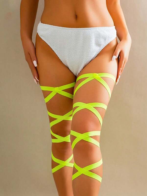 1pc Sexy Leg Chain Garter, Criss-Cross Thigh Harness, Nightclub Style, Lolita Fashion Leg Accessory (Elastic Band) For Women