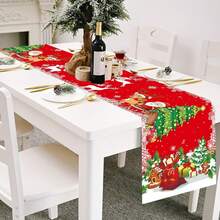 1pc Christmas Table Runner,Santa Claus Christmas Decorations Table Runner Red Merry Xmas Table Runner Buffalo Check Plaid Party Decor Winter Holiday Kitchen Dining Table Decoration For Indoor Home