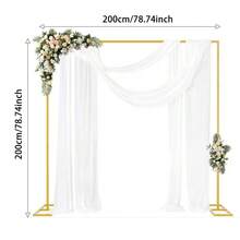 1 pieza El arco dorado de boda es adecuado para celebrar ceremonias. Kit de soporte de arco de metal rectangular para globos. Marco de arco cuadrado de flores de jardín. Tubo portátil y ajustable, resistente, con base, adecuado para celebraciones de aniversario, fiestas de cumpleaños, bodas, baby showers, decoración del hogar y decoraciones para fiestas festivas. Soporte decorativo para globos