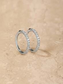 EleRunis 1 Pair 925 Sterling Silver Classic Cubic Zirconia 5mm-10mm Earrings, 18K Gold Plated Mini Cartilage Earrings, Suitable For Women's Daily Wear - Silver - View 14