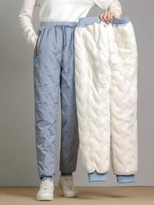 1 Stück Damen Thermofutter Dicke Warme Jogginghose mit Kordelzug, Winddicht & Kältebeständige Freizeithose für den Winter