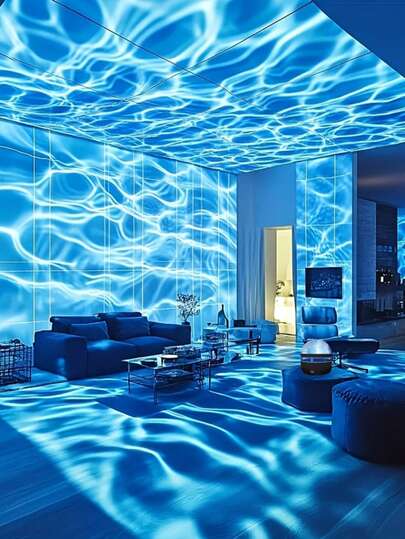 Projetor de Luz USB Dinâmico com Ondulação de Água e Controle Remoto – Projeção Noturna de LED RGB Vibrante para Decoração, Entretenimento e Ambiente Romântico, Plástico ABS, Iluminação de Entretenimento | Efeito Ondulação de Água | Corpo em Plástico ABS