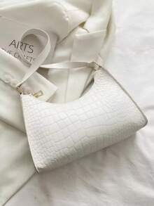 Bolsa Baguete Feminina Croco Pequena Estilosa Tiracolo de Ombro Pequena Barata