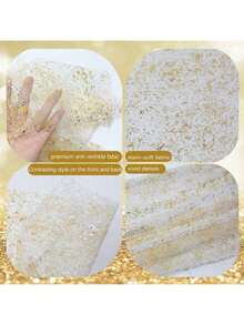 1PC 27.56x157.48inch Table Runner, Gold Glitter Wedding Table Runner, Mesh Gold Foil Wedding Table And Chair Decoration, Party Decoration(Multiple Sizes Available)