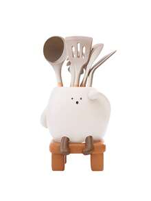 1 pièce Porte-ustensiles mignon en résine, organisateur de couverts avec personnage de dessin animé pour le comptoir de cuisine. Parfait pour ranger les baguettes, les cuillères, un décor et un organisateur de cuisine idéal