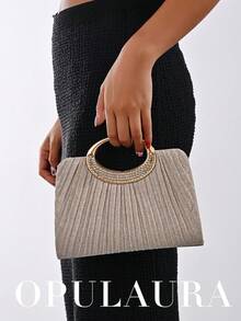 OpulAura 女士时尚闪亮水晶水钻晚宴手拿包，璀璨奢华水钻镶嵌正式礼服手提包，适合晚宴、派对、生日、婚礼等场合，可用作新娘手拿包、新年礼物