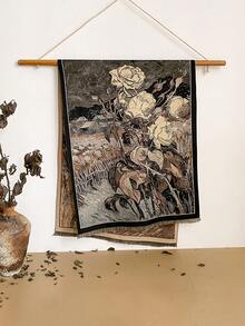 1pc Elegant Floral Jacquard Scarf, Faux Cashmere Warm Shawl For Women, Suitable For Air-Conditioned Rooms, Fashion Versatile Neck Warmer For Autumn/Winter