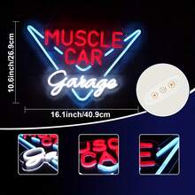 [USB Powered Muscle Car LED Sign] Muscle Car Garage LED Neon Sign - USB Powered, Polished Metal Finish For Man Cave, Bedroom,Live Streaming Room, Room Decor ,Bedroom Decor,Halloween,Christmas Decorations - White+Ice Blue+Red - View 8