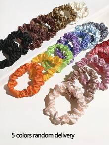 20个/包 纯色和印花布艺发圈，呵护秀发，浅蓝色、咖啡色、糖果色、扎染、印花，沙滩配饰，返校必备发圈，女士运动、家居美容配饰礼品，马尾辫发饰，弹力发带，发圈 - 純色20件套裝 - 查看 13