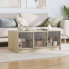 Coffee Table With Glass Doors Sonoma Oak 102x50x42 Cm - Brown - View 4