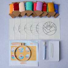 2025新款DIY风景刺绣套装（含杯垫） - 完整初学者刺绣入门套装，包含工具和混合颜色，生日礼物、圣诞礼物、完美礼物