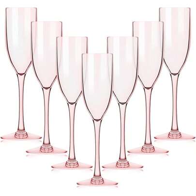 4 Copas de champán de acrílico, copas de vino irrompibles, vasos para cócteles y bebidas, duraderos y apilables, ideales para fiestas, hoteles, compromisos, bodas, baby showers, San Valentín, Ramadán, aniversarios, vacaciones, picnics