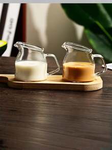 1 pieza/2 piezas Botella de vidrio con ángulo - Multifuncional para café, té, miel, espuma de leche, diseño único de café con leche, taza y tetera multiusos, vajilla duradera y elegante - Transparente - Ver 1