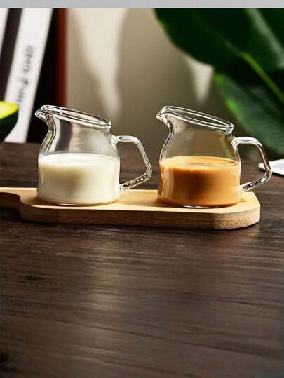 1pc/2pcs Angled Glass Milk Bottle - Multifunctional For Coffee, Tea, Honey, Milk Foam, Unique Coffee Milk Design, Multipurpose Cup And Teapot, Durable And Stylish Drinkware