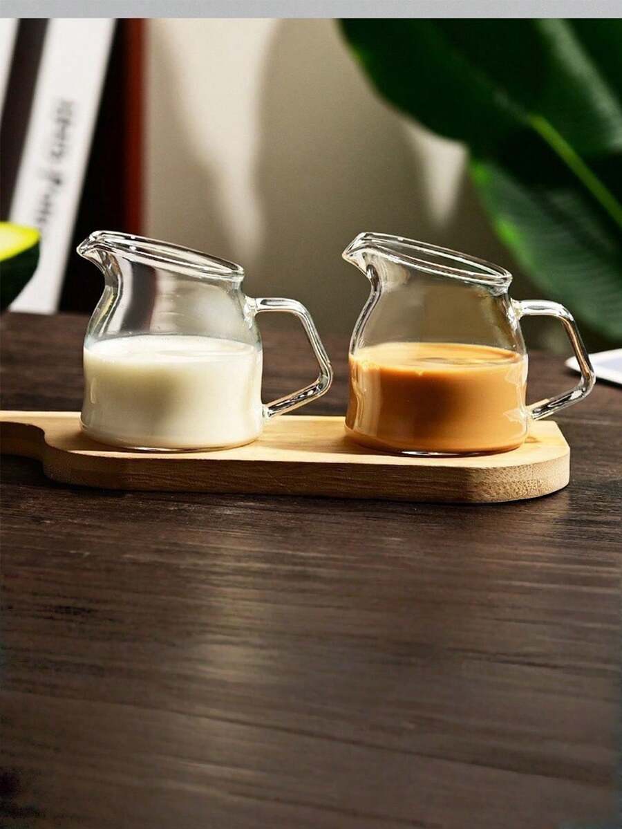 1 pieza/2 piezas Botella de vidrio con ángulo - Multifuncional para café, té, miel, espuma de leche, diseño único de café con leche, taza y tetera multiusos, vajilla duradera y elegante - Transparente - Ver 1