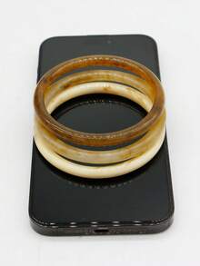 3pcs Amber Color Resin Bangle Bracelets, Classic Design Suitable For Daily Wear And Festivals For Valentine's Day - Multicolor - View 9